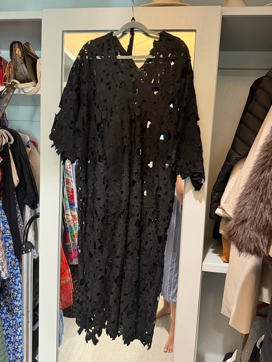 Anthropologie Dresses & Skirts - Anthropologie Black Floral Crochet Maxi Dress